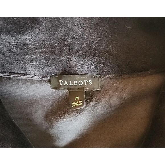 VTG Talbots Womens Velour Jacket M Black Zip 90s Y2K Minimalist Athleisure Cozy - Picture 6 of 10